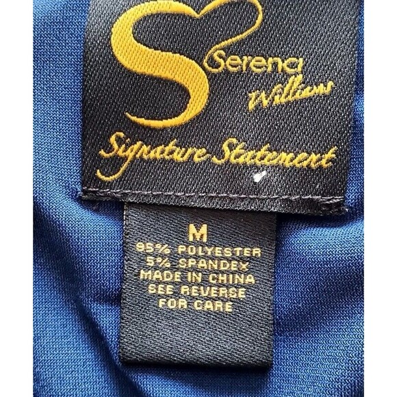 Serena Williams Signature Statement Dress Blue Accent Beaded Shoulders Sz M EUC - Picture 5 of 7